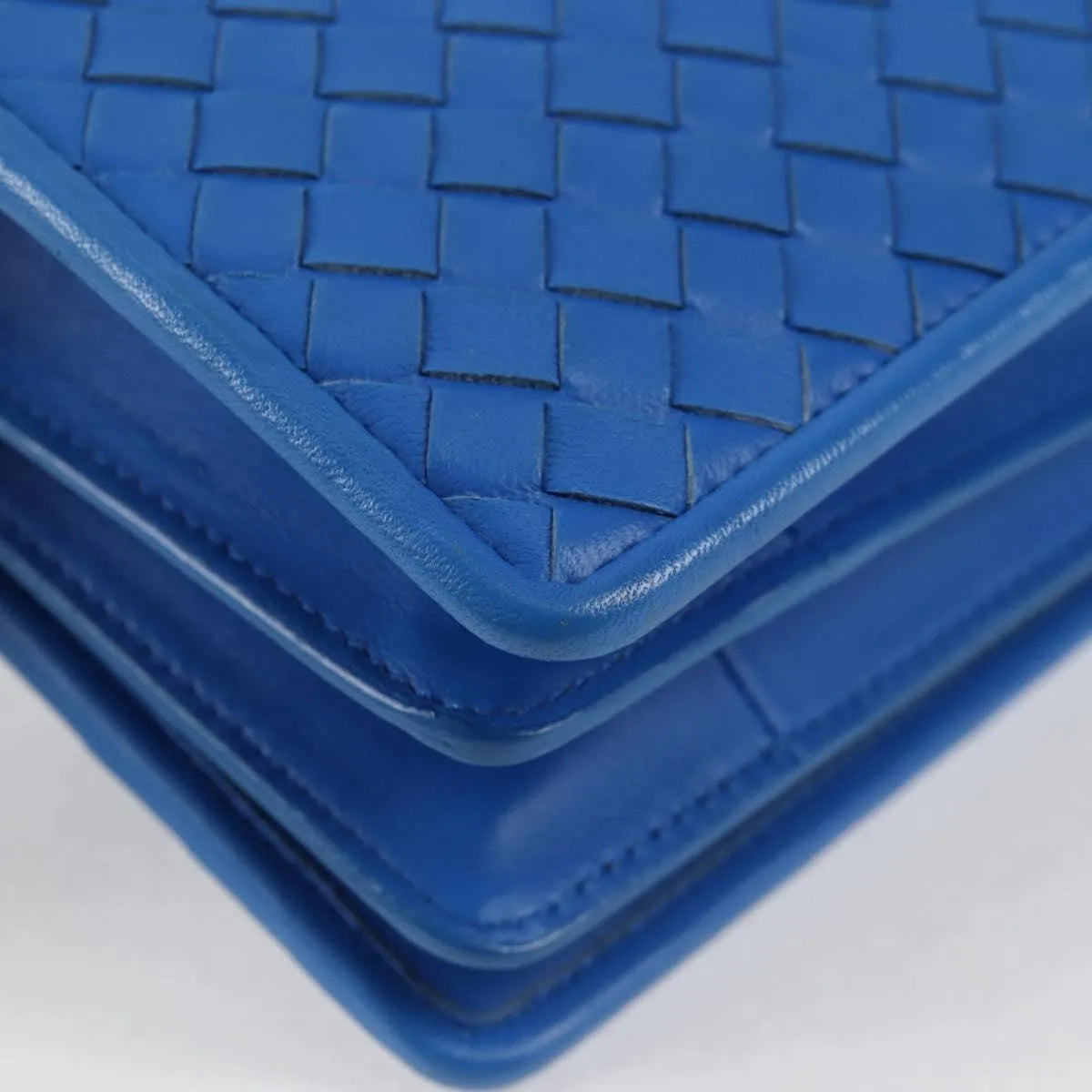 Bottega Veneta Double Compartment Flap Intrecciato Nappa, Blue, Leather, Shoulder Bag