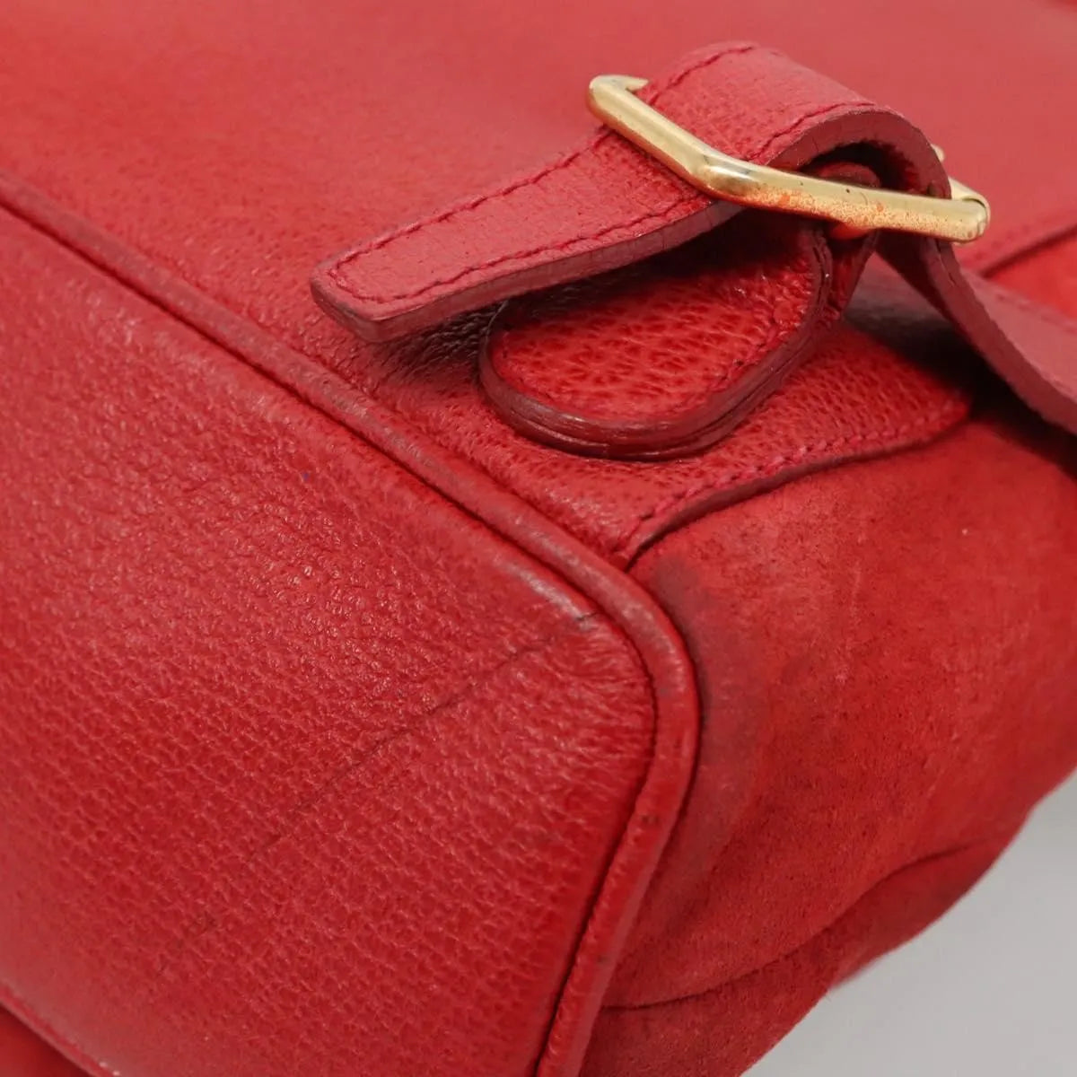Gucci Vintage Bamboo Suede, Red, Suede, Backpack
