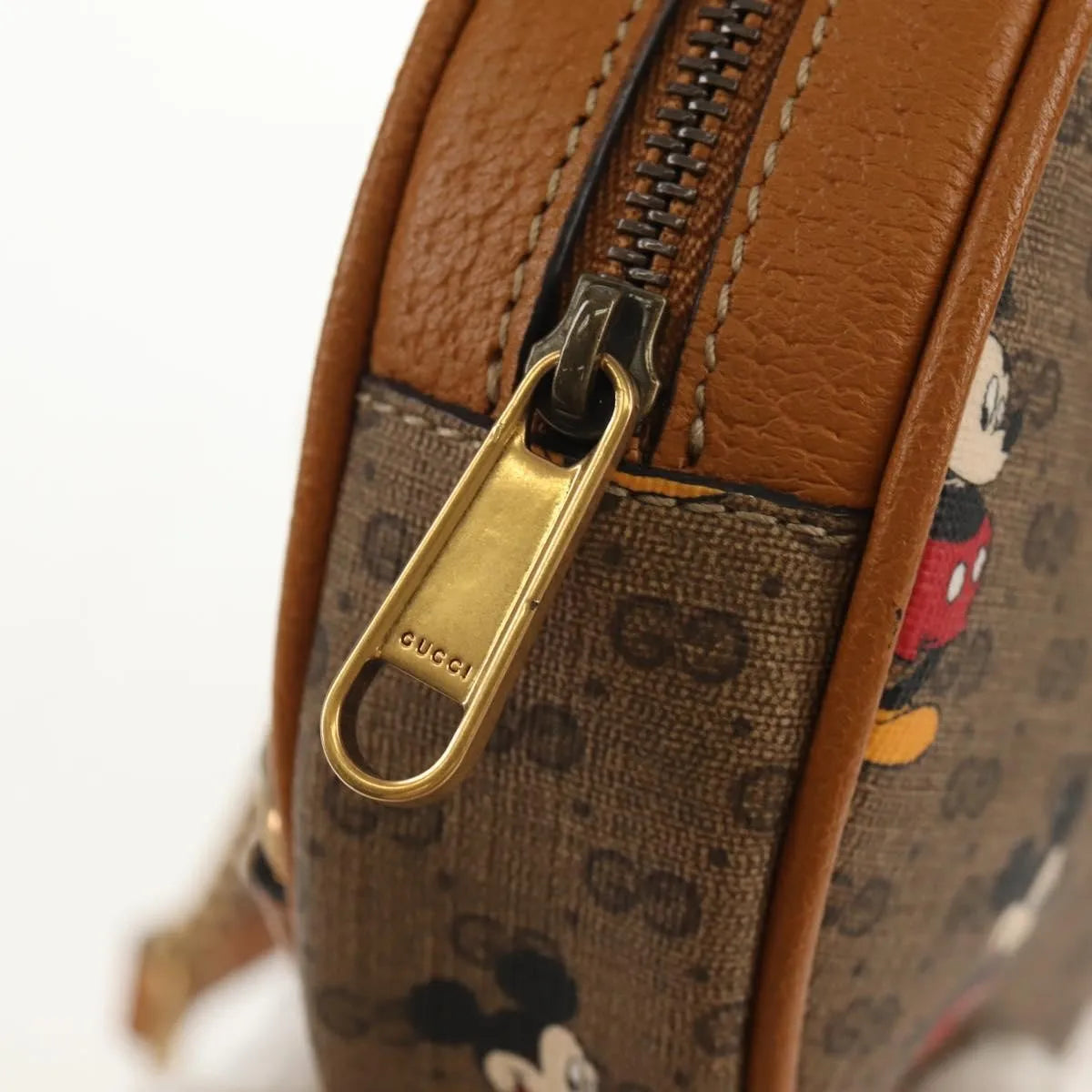 Gucci Disney Mickey Mouse Round Backpack (Outlet) Printed Mini GG Coated Canvas, Beige, Canvas, Backpack