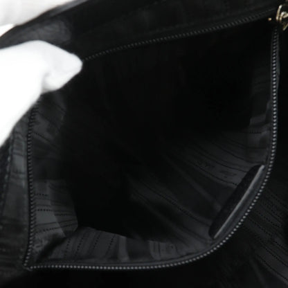 Salvatore Ferragamo Gancini Satchel Leather, Black, Leather, Shoulder Bag