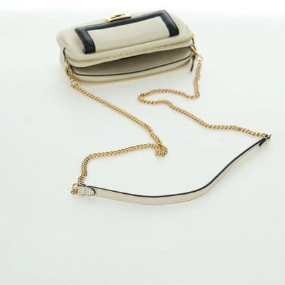 Fendi Easy 2 Baguette Leather, Beige, Leather, Crossbody Bag