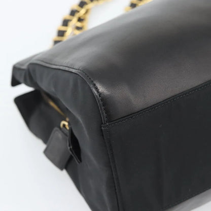 Prada Vintage Nappa Chain Tote Leather, Black, Leather, Shoulder Bag