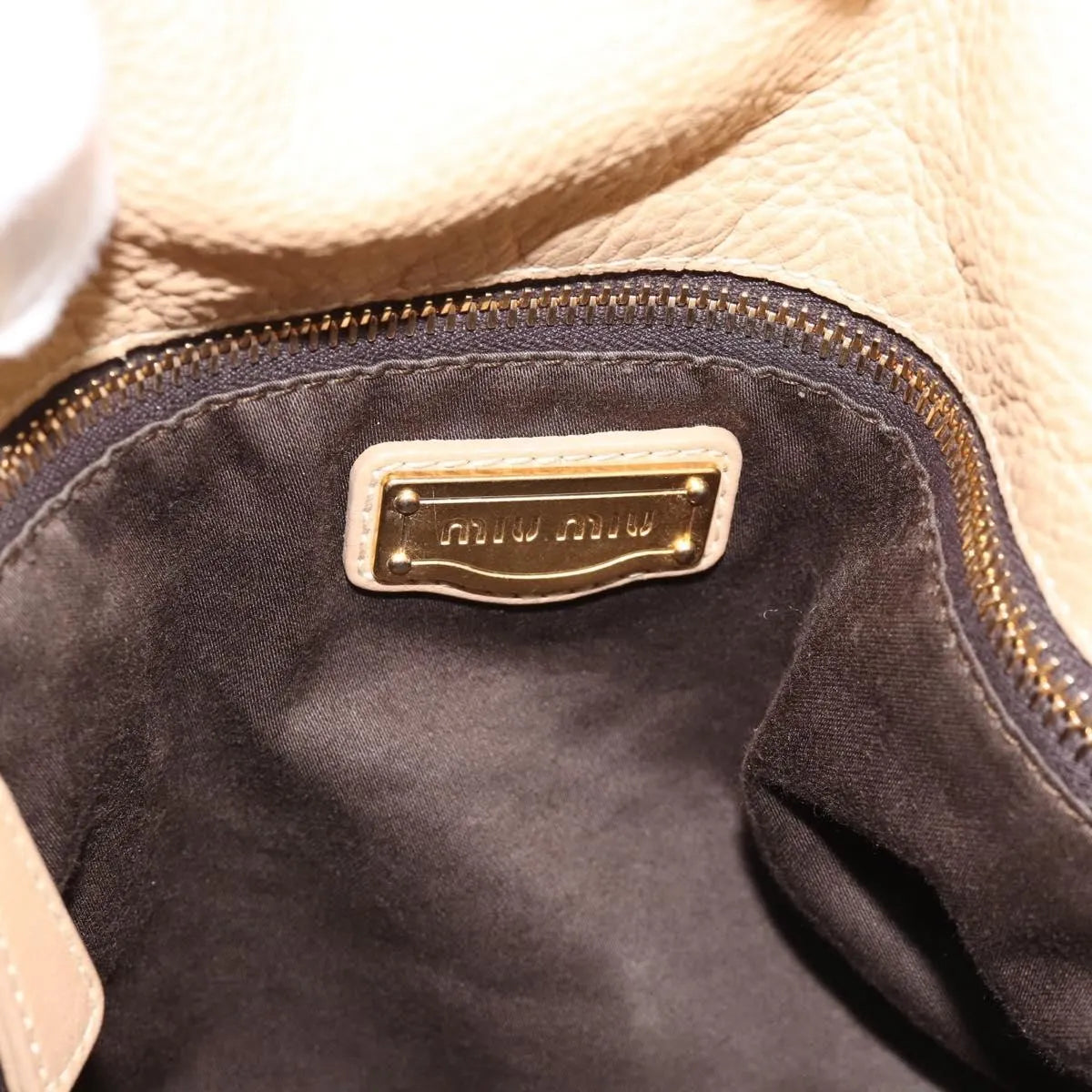 Miu Miu Convertible Satchel Leather, Beige, Leather, Handbag