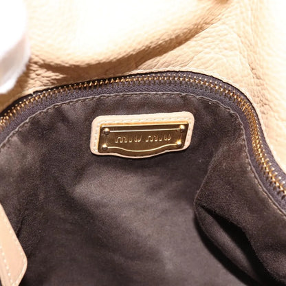 Miu Miu Convertible Satchel Leather, Beige, Leather, Handbag