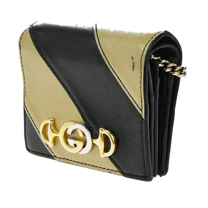 Gucci Zumi Chain Card Case Diagonal Quilted Leather, Black, Leather, Wallet