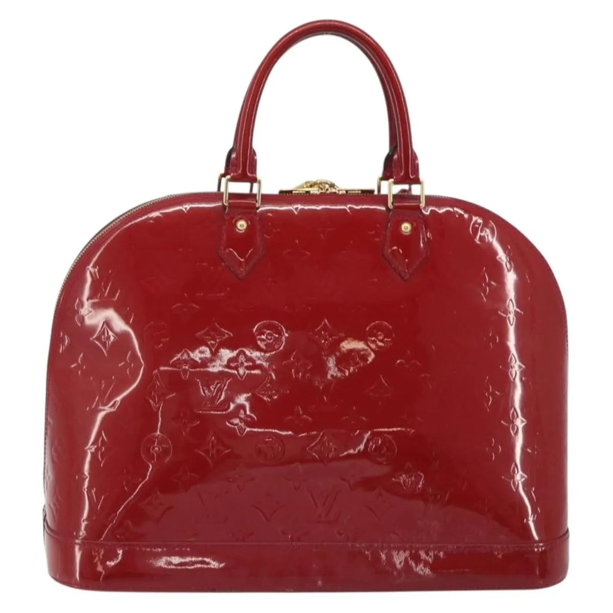 Louis Vuitton Alma Monogram Vernis, Red, Patent Leather, Handbag