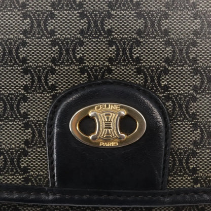 Celine Vintage Macadam Canvas and Leather, Black, Canvas, Shoulder Bag