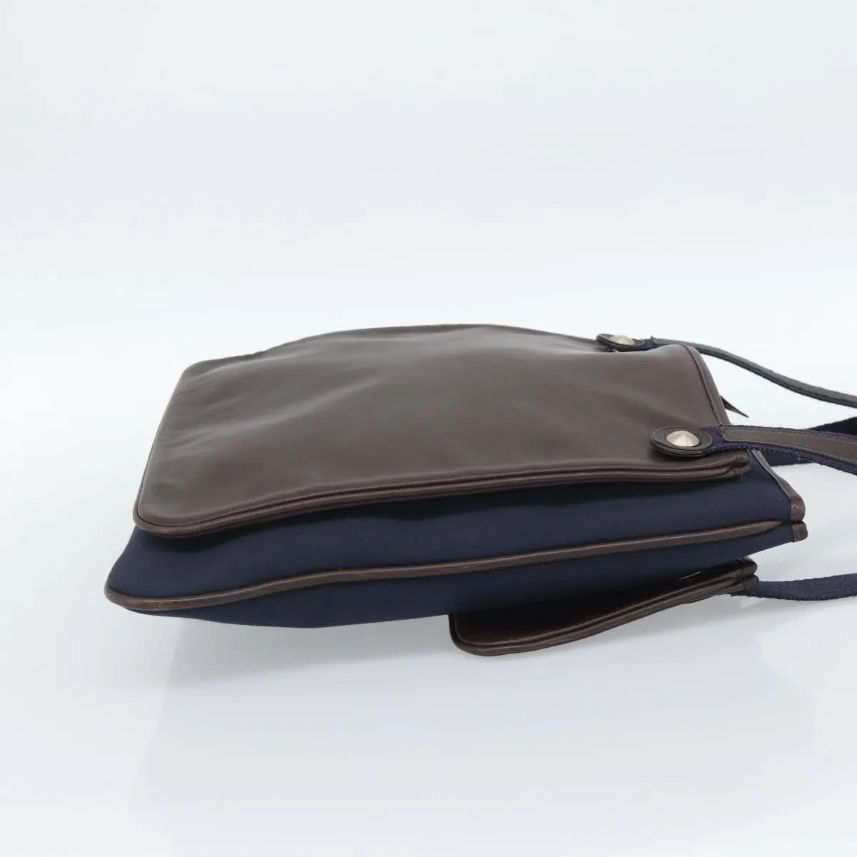 Hermes Mrs. Hippie Leather and Toile, Navy, Leather, Shoulder Bag