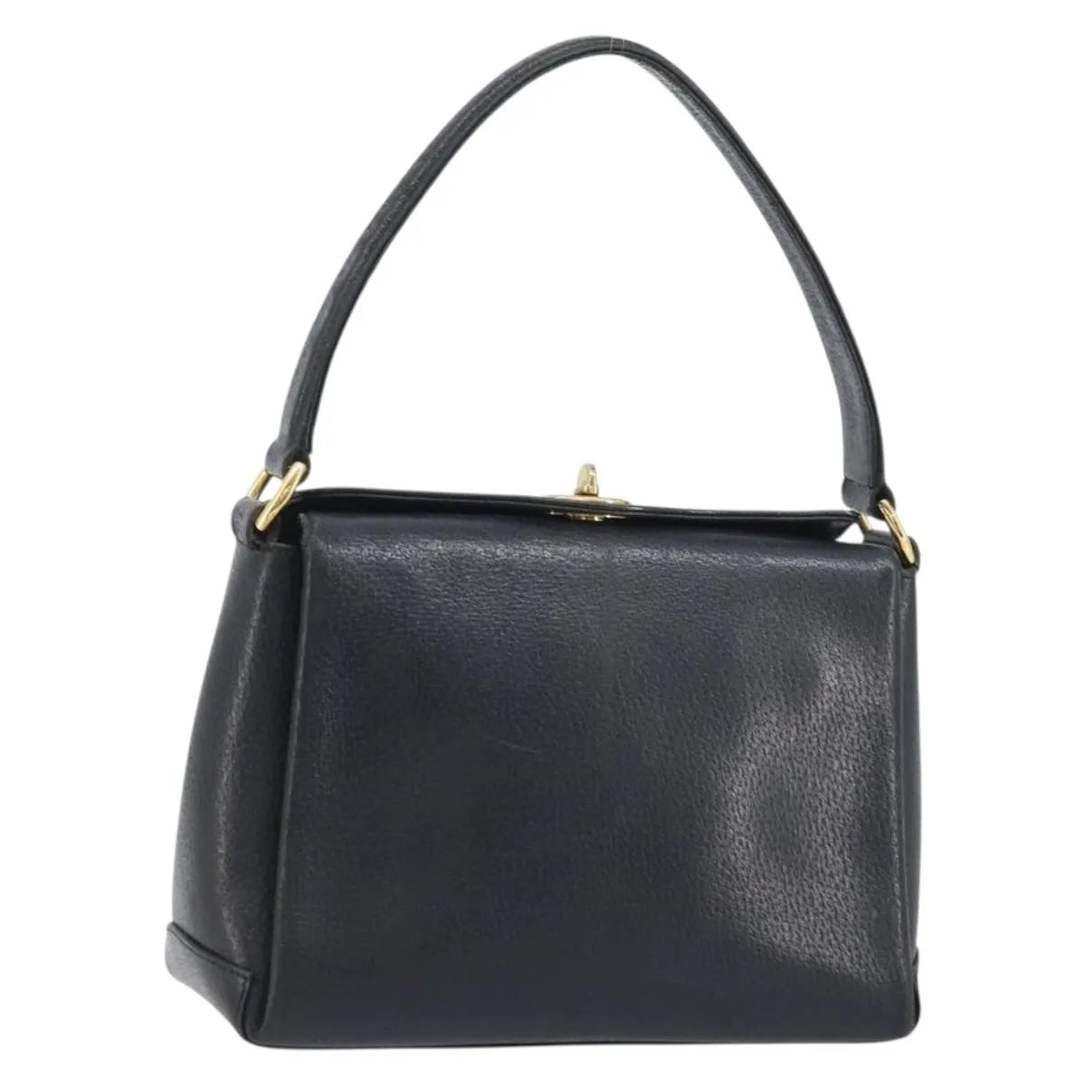 Gucci Vintage Convertible Bamboo Box Leather, Black, Leather, Handbag