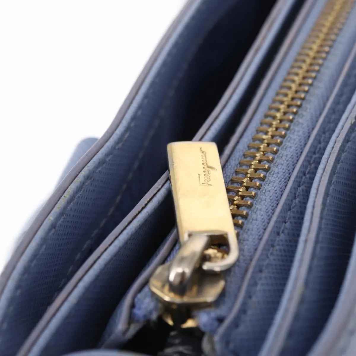 Salvatore Ferragamo Beky Tote Saffiano Leather, Blue, Leather, Handbag