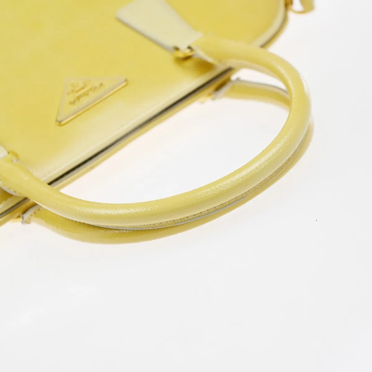 Prada Open Promenade Saffiano Leather, Yellow, Leather, Handbag