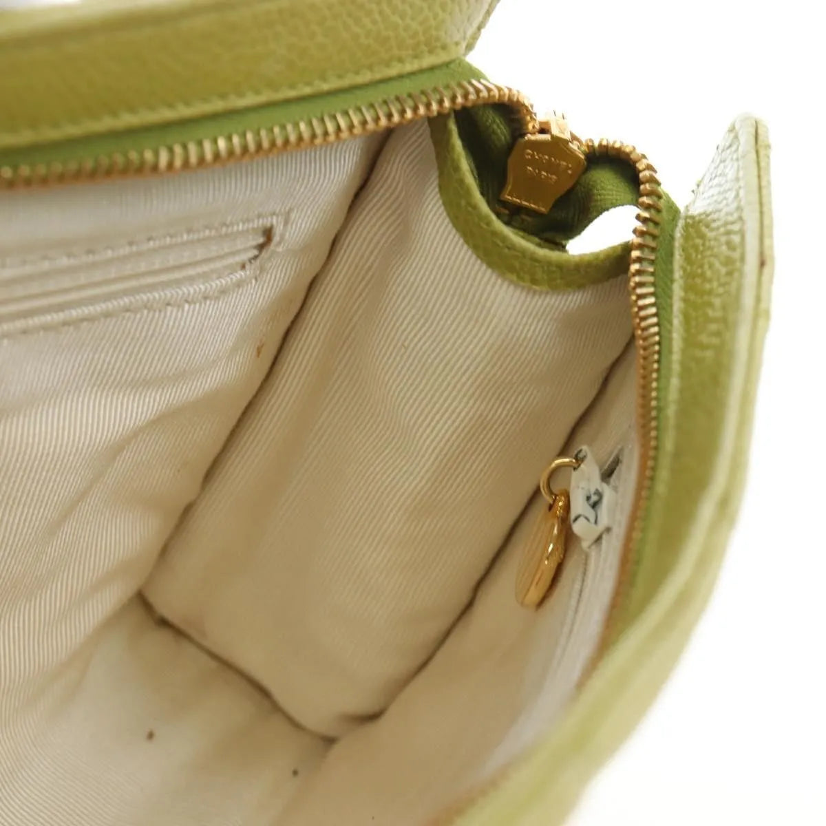 Chanel Vintage Zip Belt Quilted Caviar, Yellow, Leather, Shoulder Bag