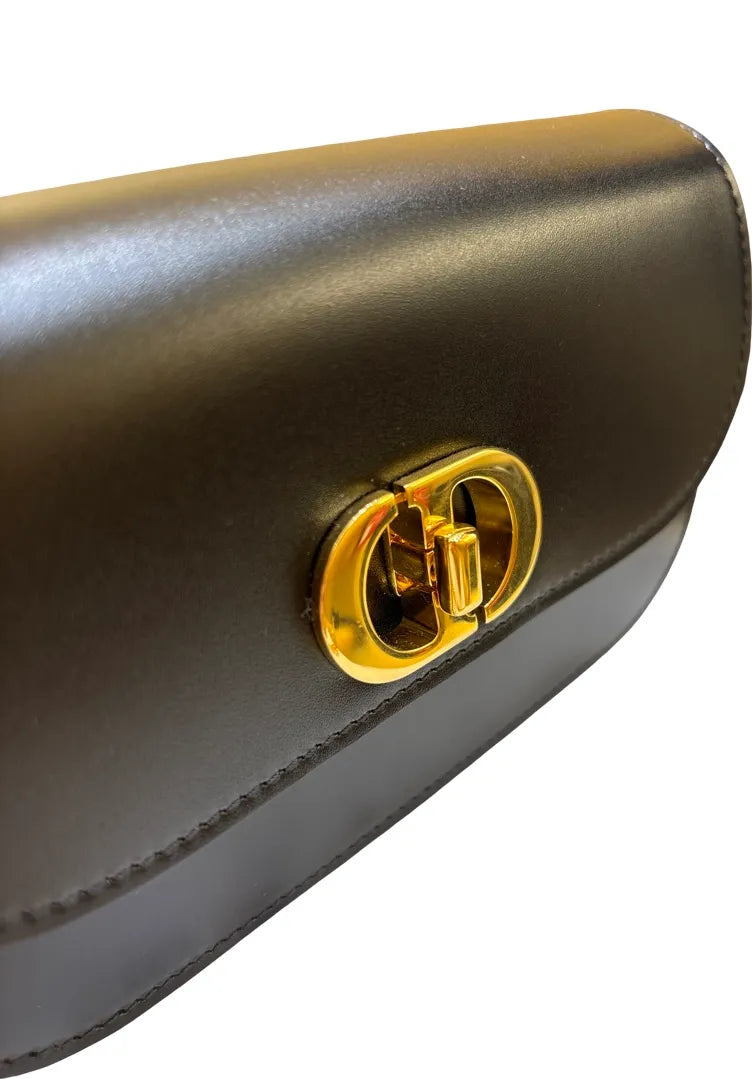 Christian Dior 30 Montaigne Avenue Leather, Black, Leather, Handbag
