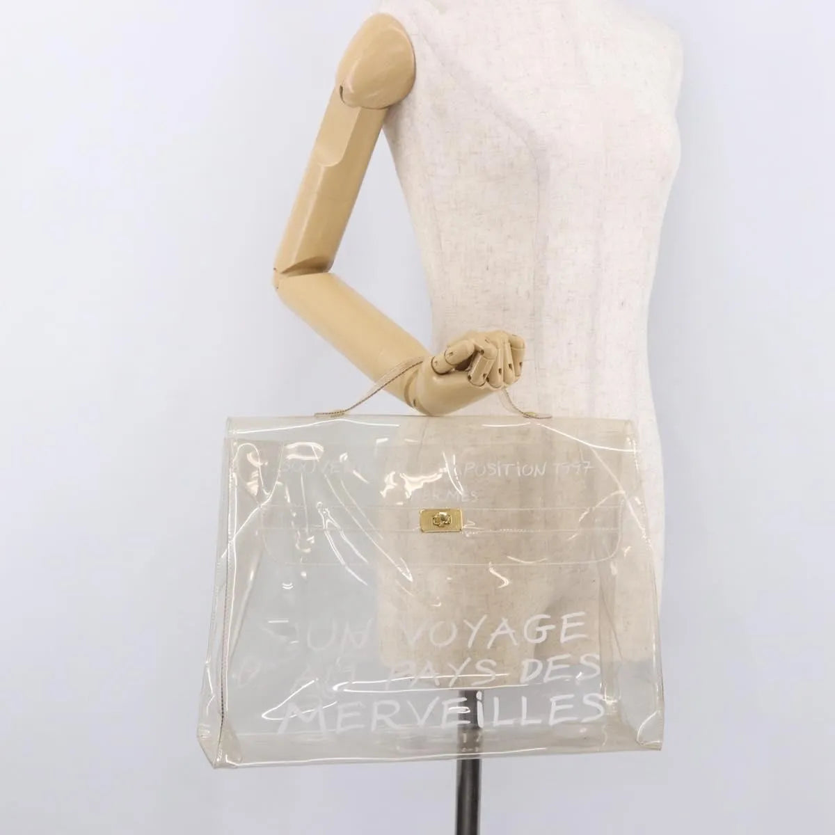 Hermes Kelly Vinyl, Clear, Plastic, Handbag