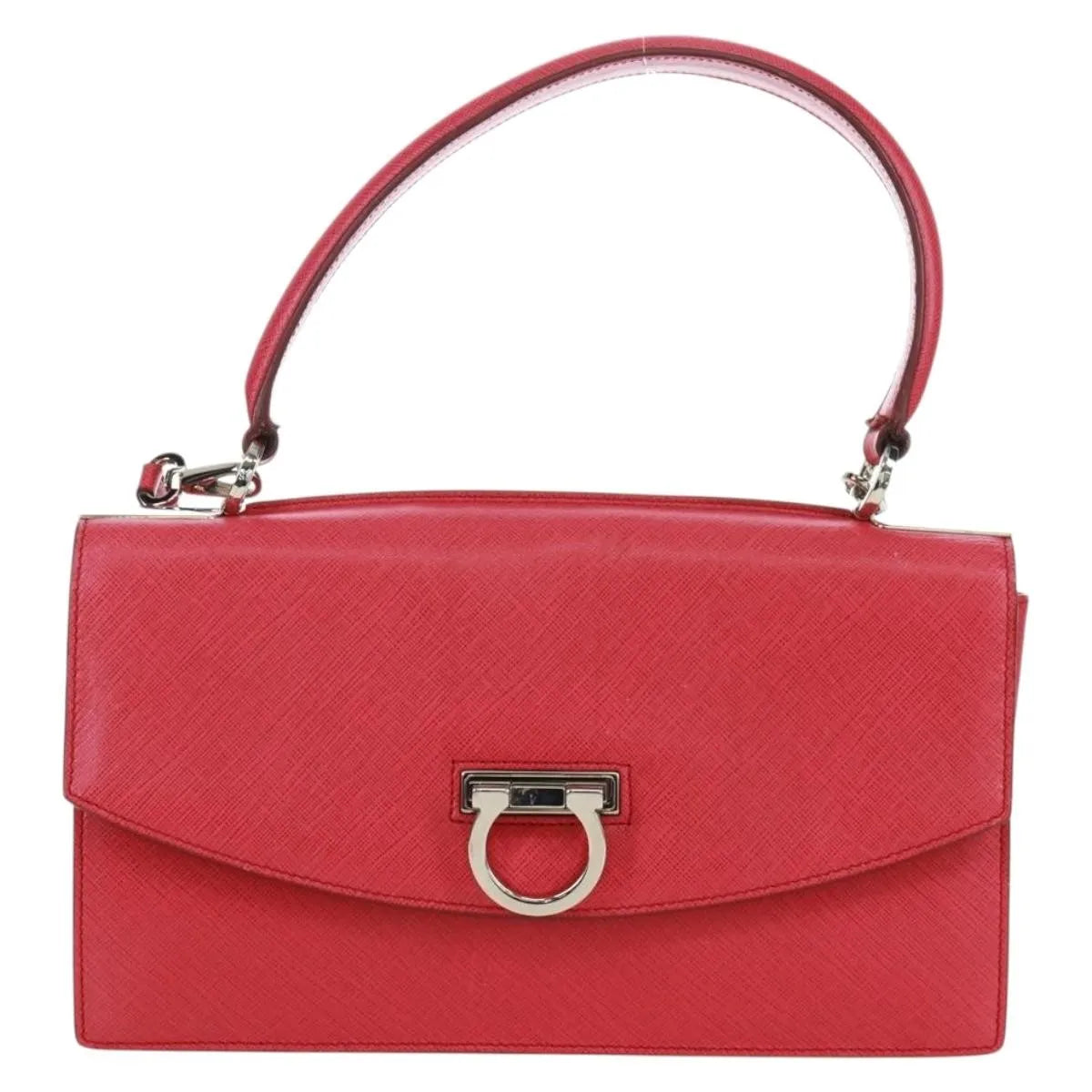 Salvatore Ferragamo Gancini Convertible Top Handle Saffiano Leather, Pink, Leather, Handbag