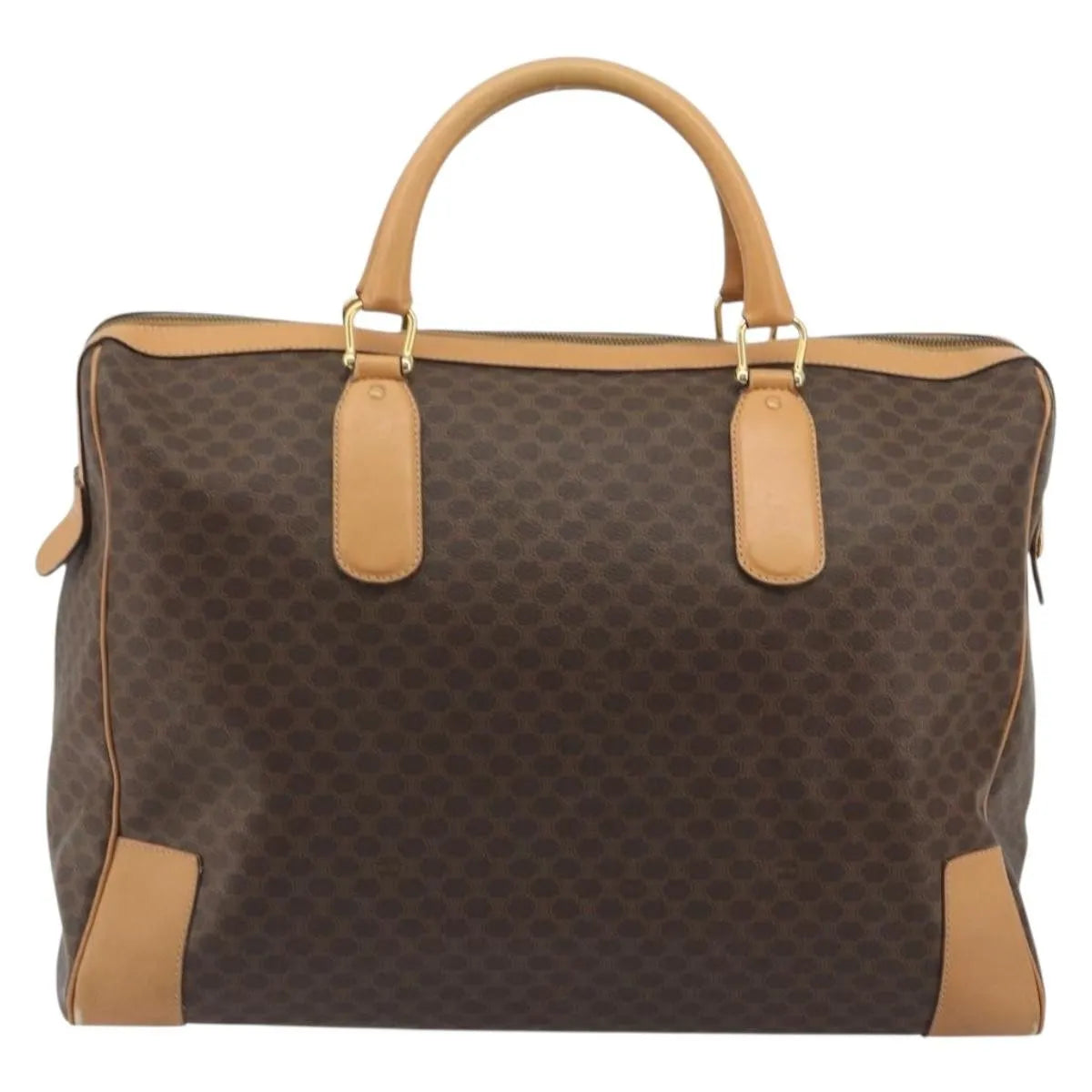 Celine boston Macadam Canvas, Brown, PVC, Travel Bag