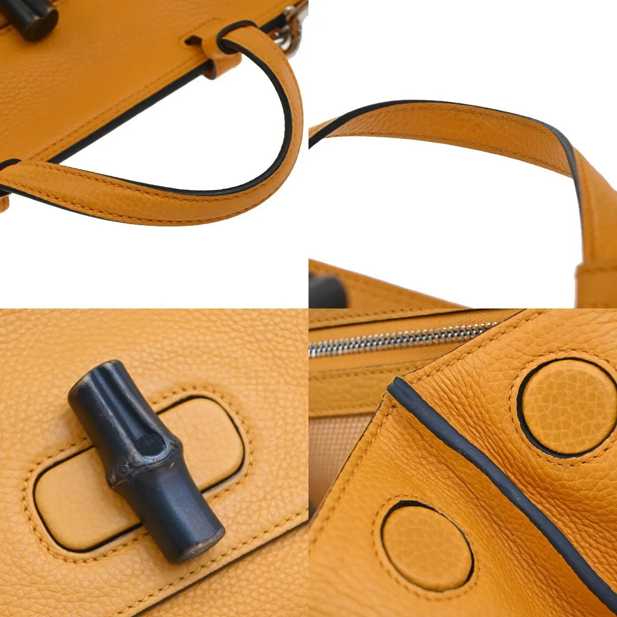 Gucci Bamboo Daily Top Handle Leather, Orange, Leather, Handbag
