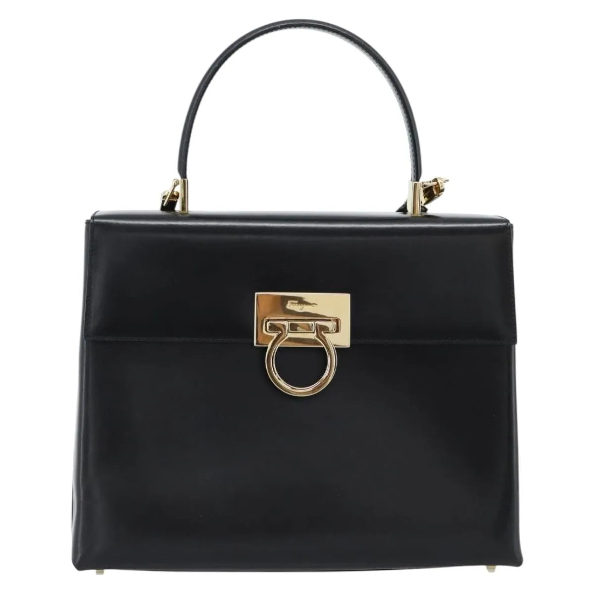 Salvatore Ferragamo Convertible Top Handle Leather, Black, Leather, Handbag