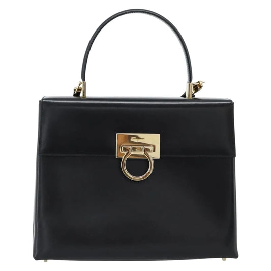Salvatore Ferragamo Convertible Top Handle Leather, Black, Leather, Handbag