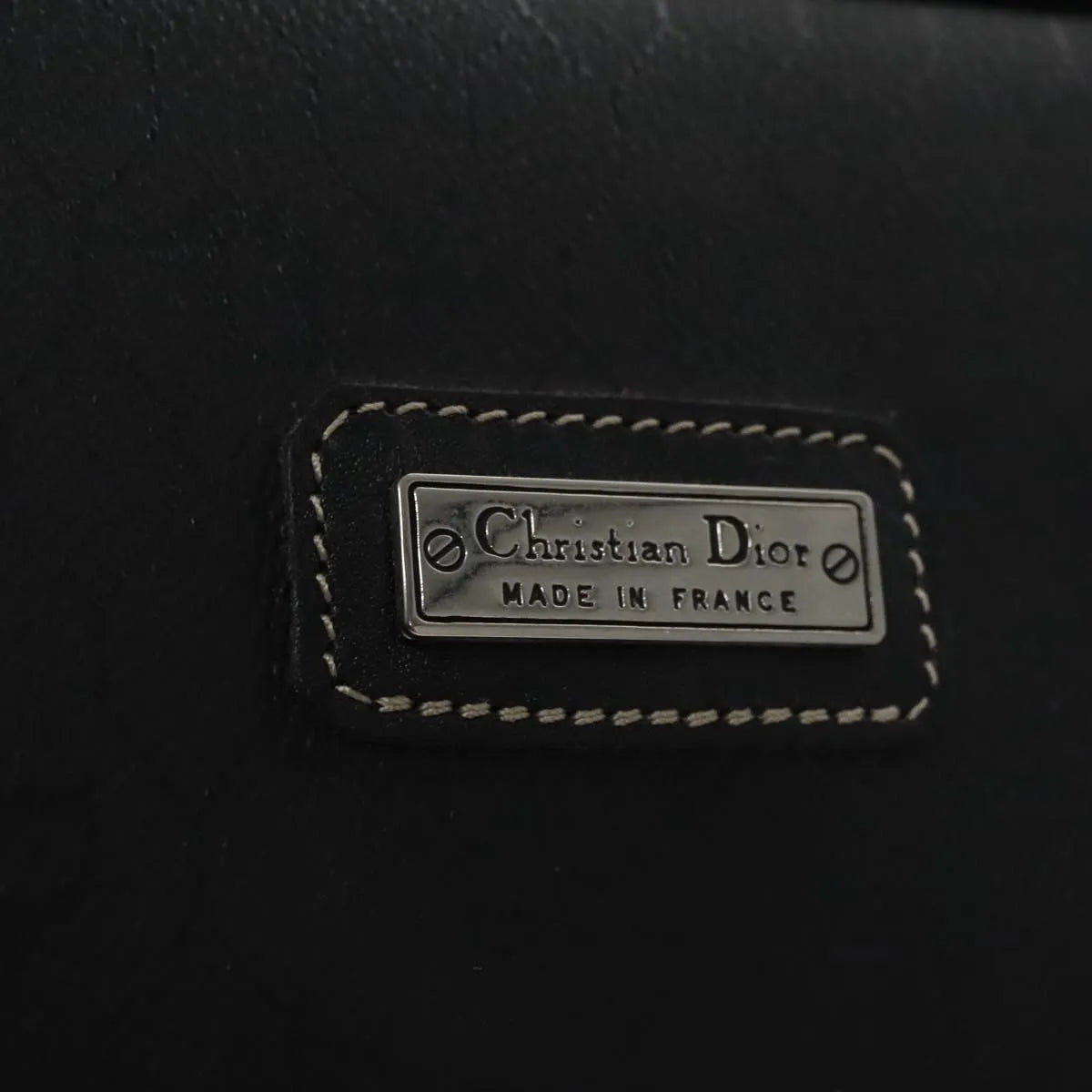 Christian Dior Vintage Honeycomb Zip Coated Canvas, Black, Canvas, Clutch