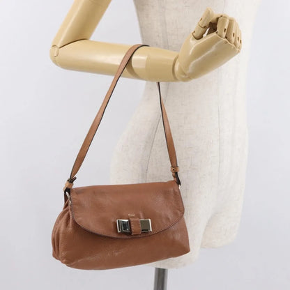 Chloe Lily Leather, Brown, Leather, Shoulder Bag