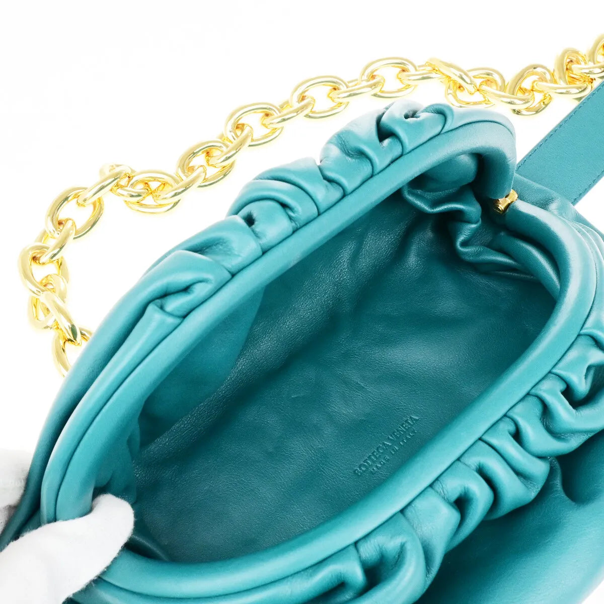 Bottega Veneta The Chain Leather, Green, Leather, Bag