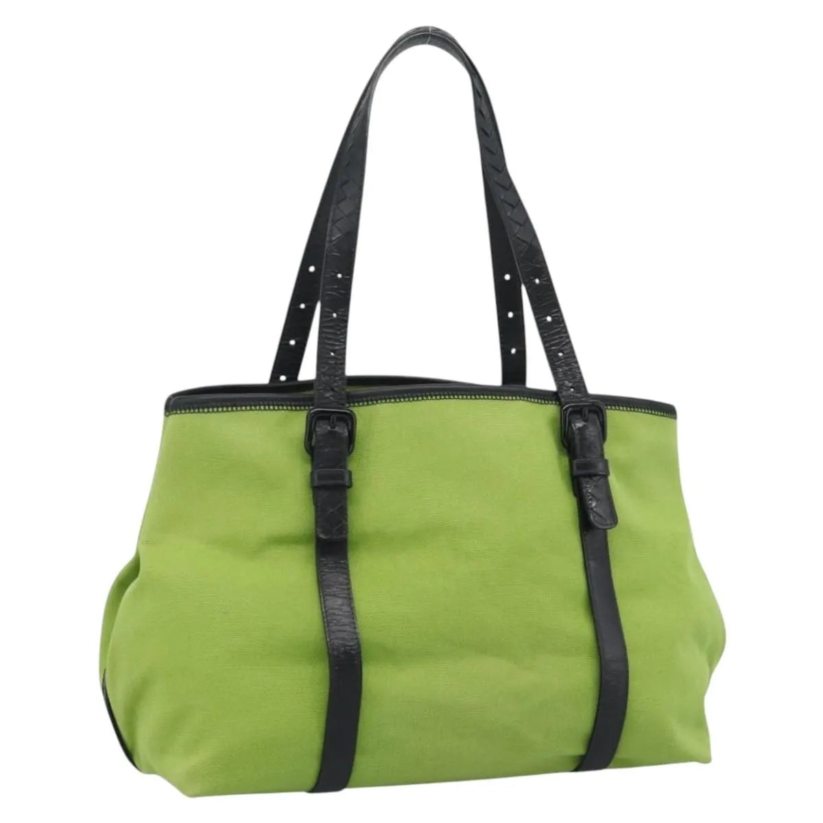 Bottega Veneta Vintage Canvas, Green, Canvas, Tote Bag