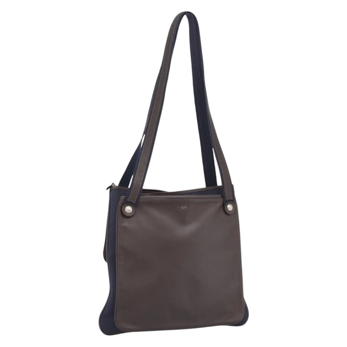 Hermes Mrs. Hippie Leather and Toile, Navy, Leather, Shoulder Bag