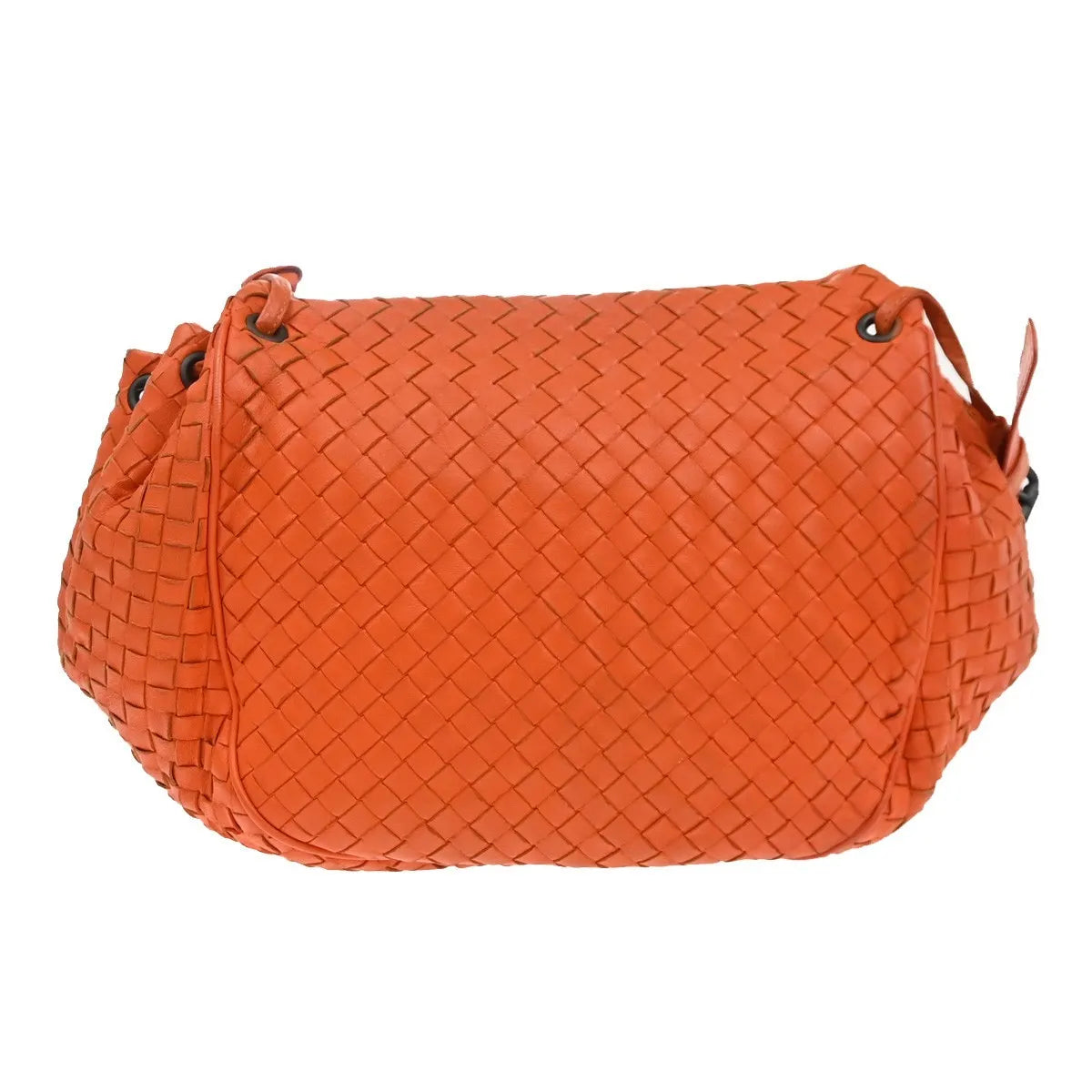 Bottega Veneta Intrecciato Shoulder Leather, Orange, Leather, Handbag