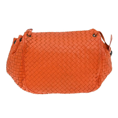 Bottega Veneta Intrecciato Shoulder Leather, Orange, Leather, Handbag