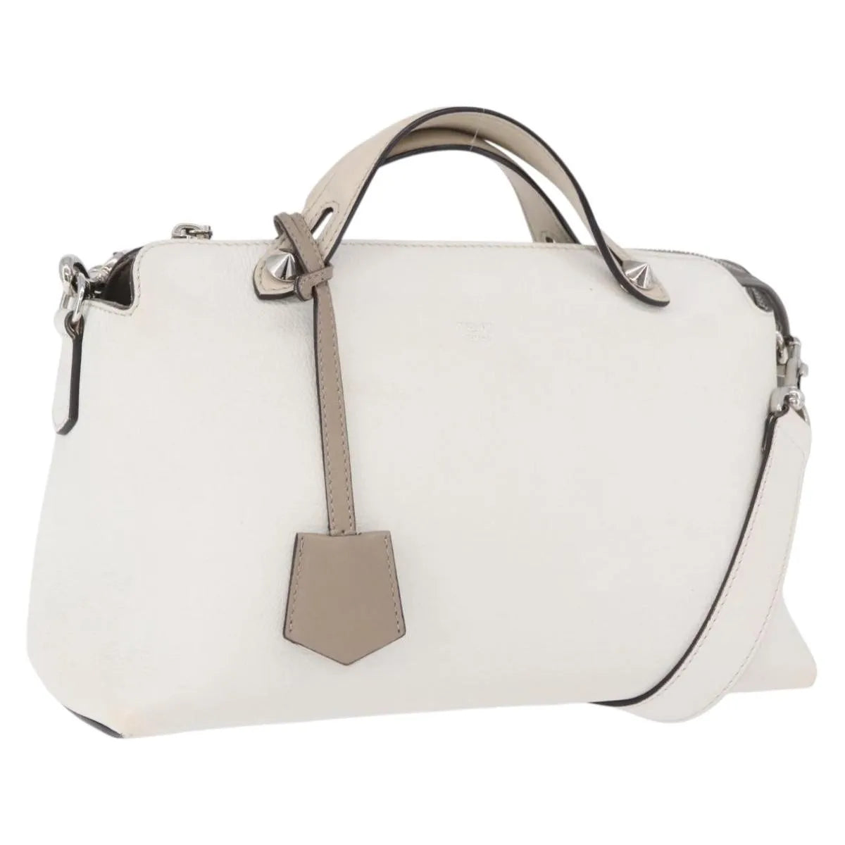 Fendi By The Way Satchel M, White, Leather, Crossbody Bag