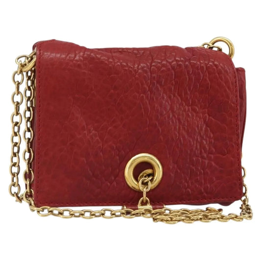 Saint Laurent Chain Leather, Red, Leather, Shoulder Bag
