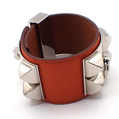 Hermes Collier de Chien Leather, Orange, Leather, Bracelet