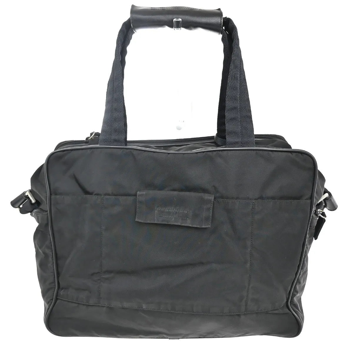 Prada Expandable Front Zip Boston Tessuto, Black, Nylon, Travel Bag