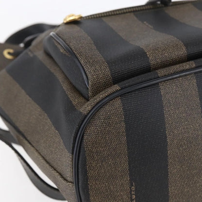 Fendi Vintage Pequin Logo Coated Canvas, Brown, Canvas, Backpack