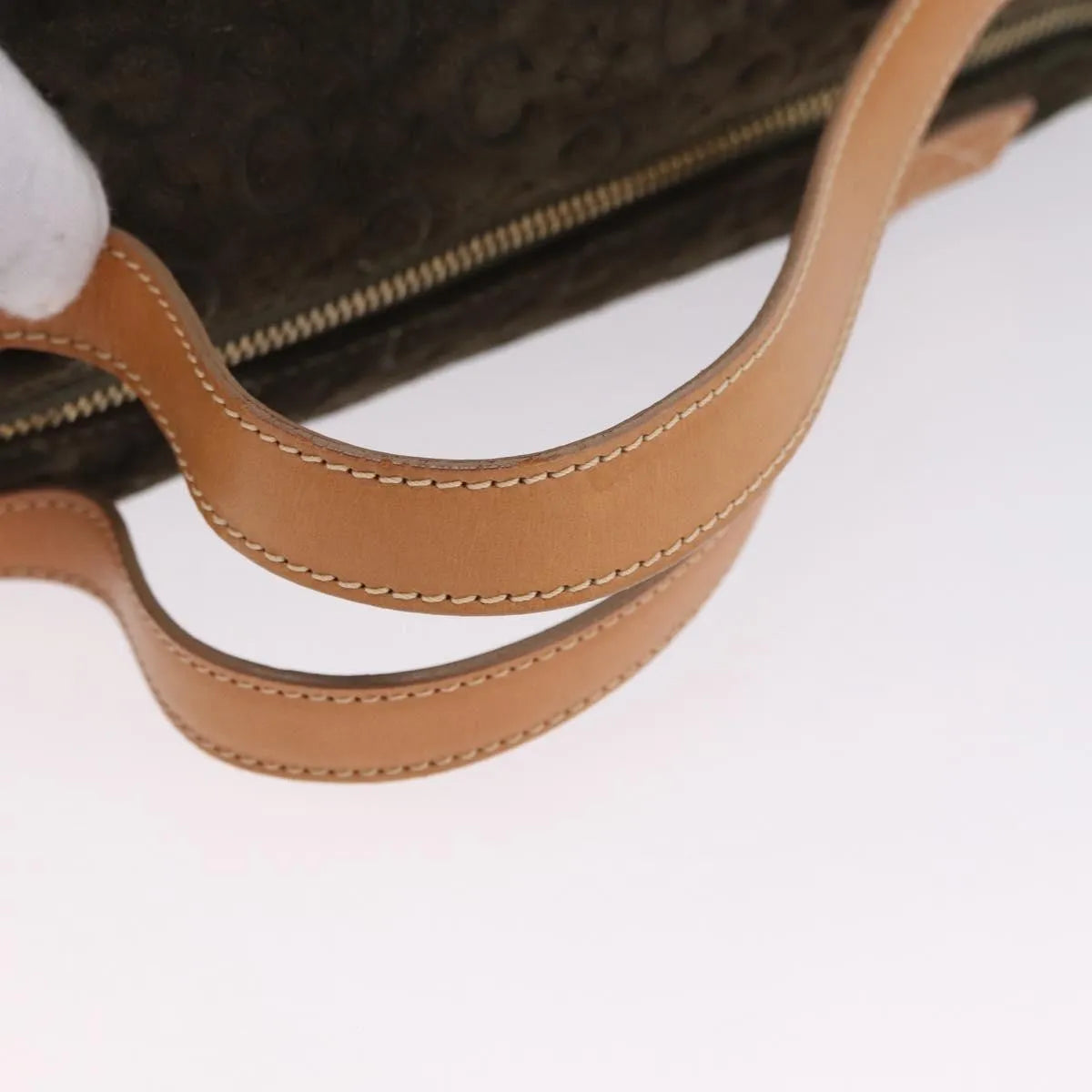 Celine C Macadam Suede and Leather, Green, Suede, Handbag