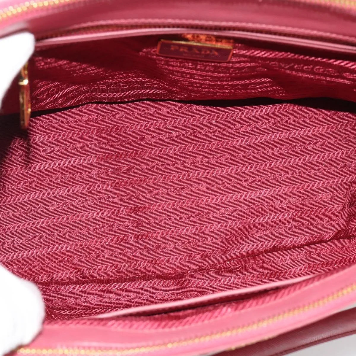 Prada Galleria Double Zip Tote Saffiano Leather, Pink, Leather, Handbag