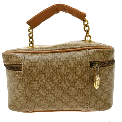 Celine Top Handle Vanity Box Leather, Beige, PVC, Handbag