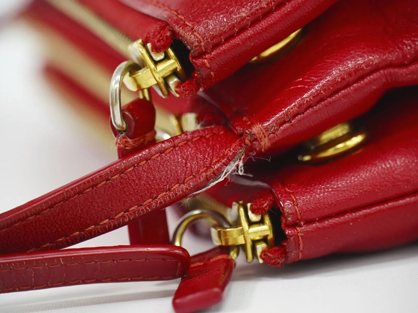Celine Trio Leather, Red, Leather, Shoulder Bag