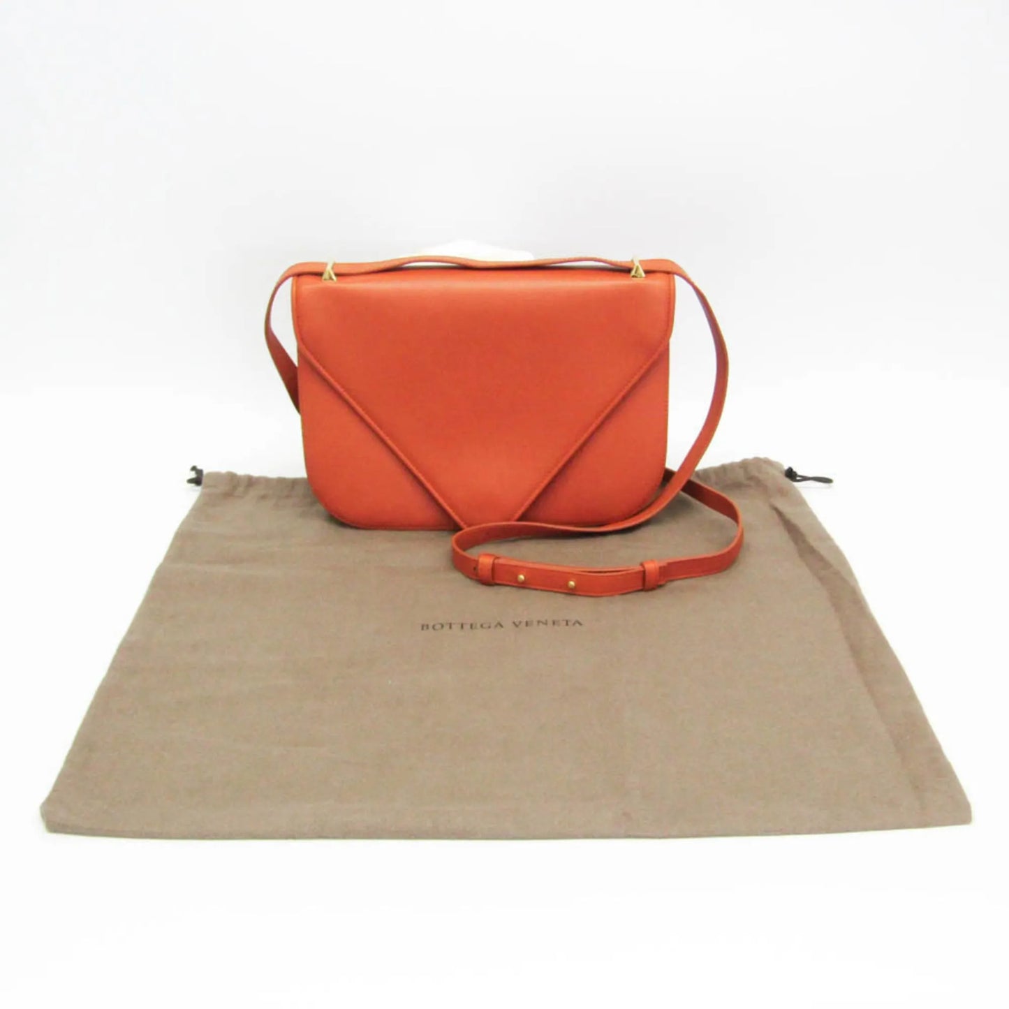 Bottega Veneta Mount Leather, Orange, Leather, Shoulder Bag