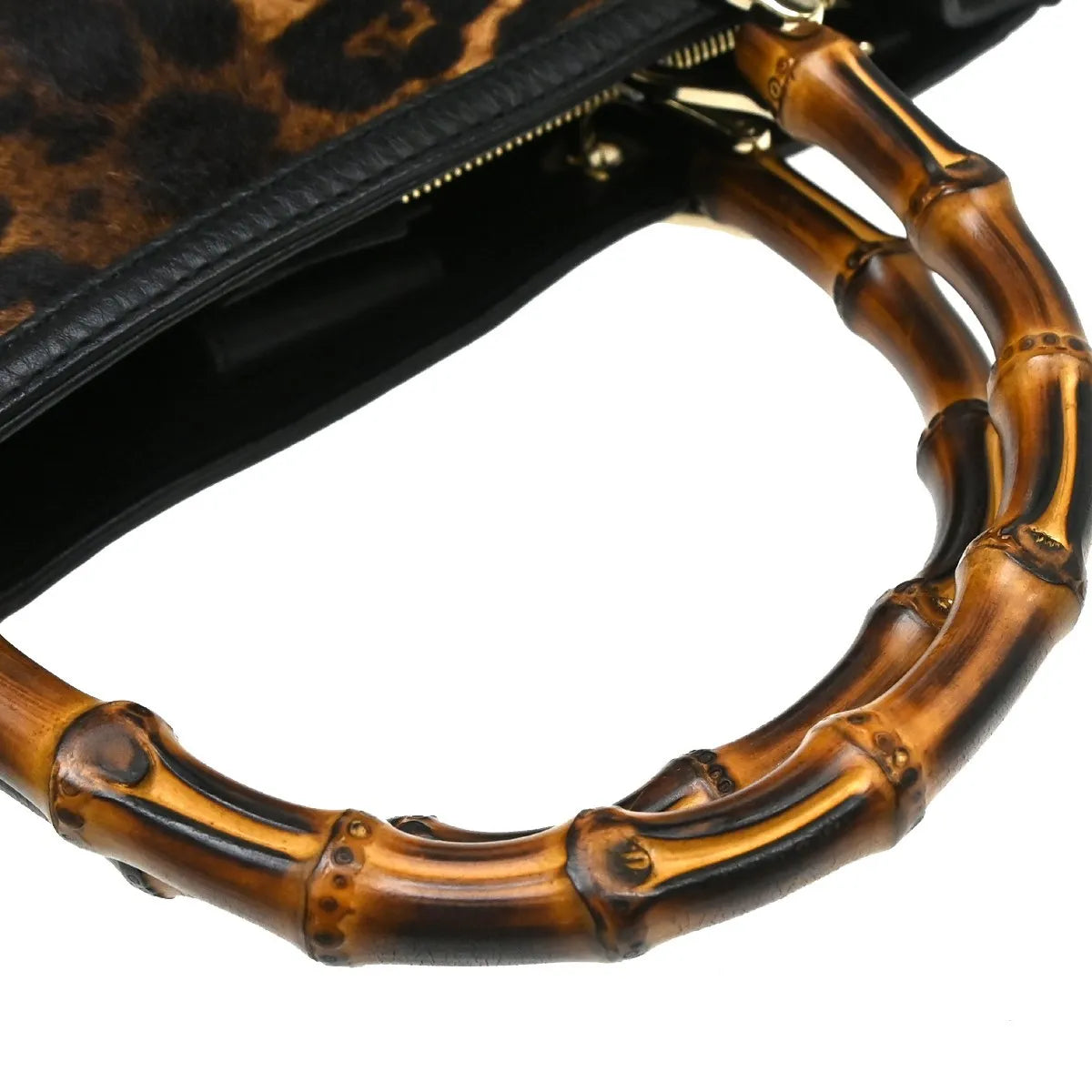 Gucci Bamboo Suede, Brown, Fur, Tote Bag