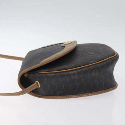 Christian Dior Vintage Honeycomb Flap Coated Canvas, Black, Canvas, Shoulder Bag