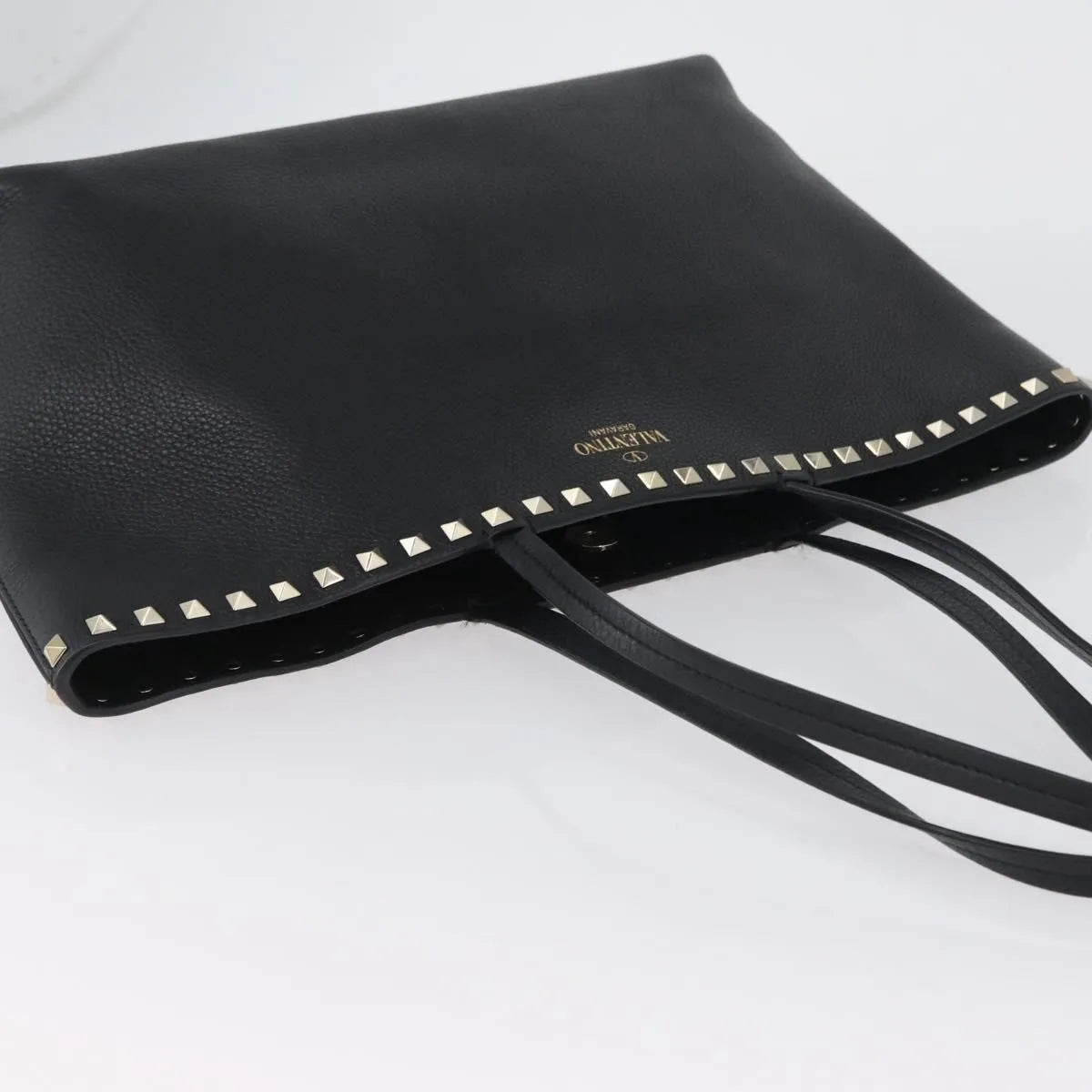 Valentino Garavani Rockstud Shopping Tote Leather, Black, Leather, Tote Bag