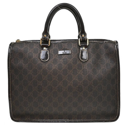Gucci Plus Zip Tote GG Coated Canvas, Brown, Canvas, Handbag