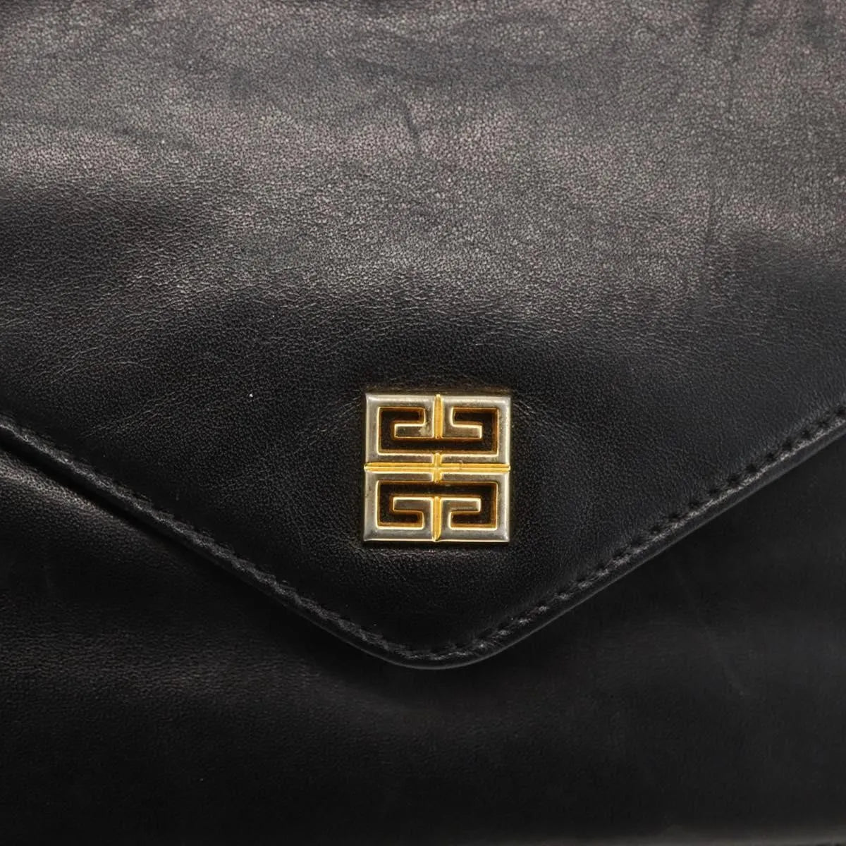 Givenchy Vintage 4G Leather, Black, Leather, Shoulder Bag