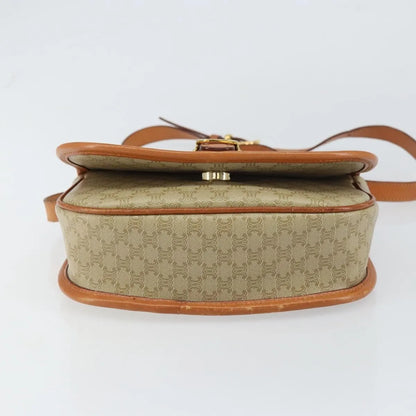 Celine Vintage Macadam Canvas and Leather, Beige, Canvas, Shoulder Bag