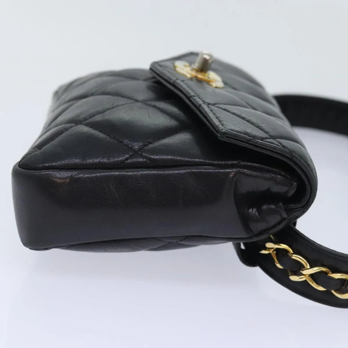 Chanel Vintage CC Waist Lambskin, Black, Leather, Shoulder Bag