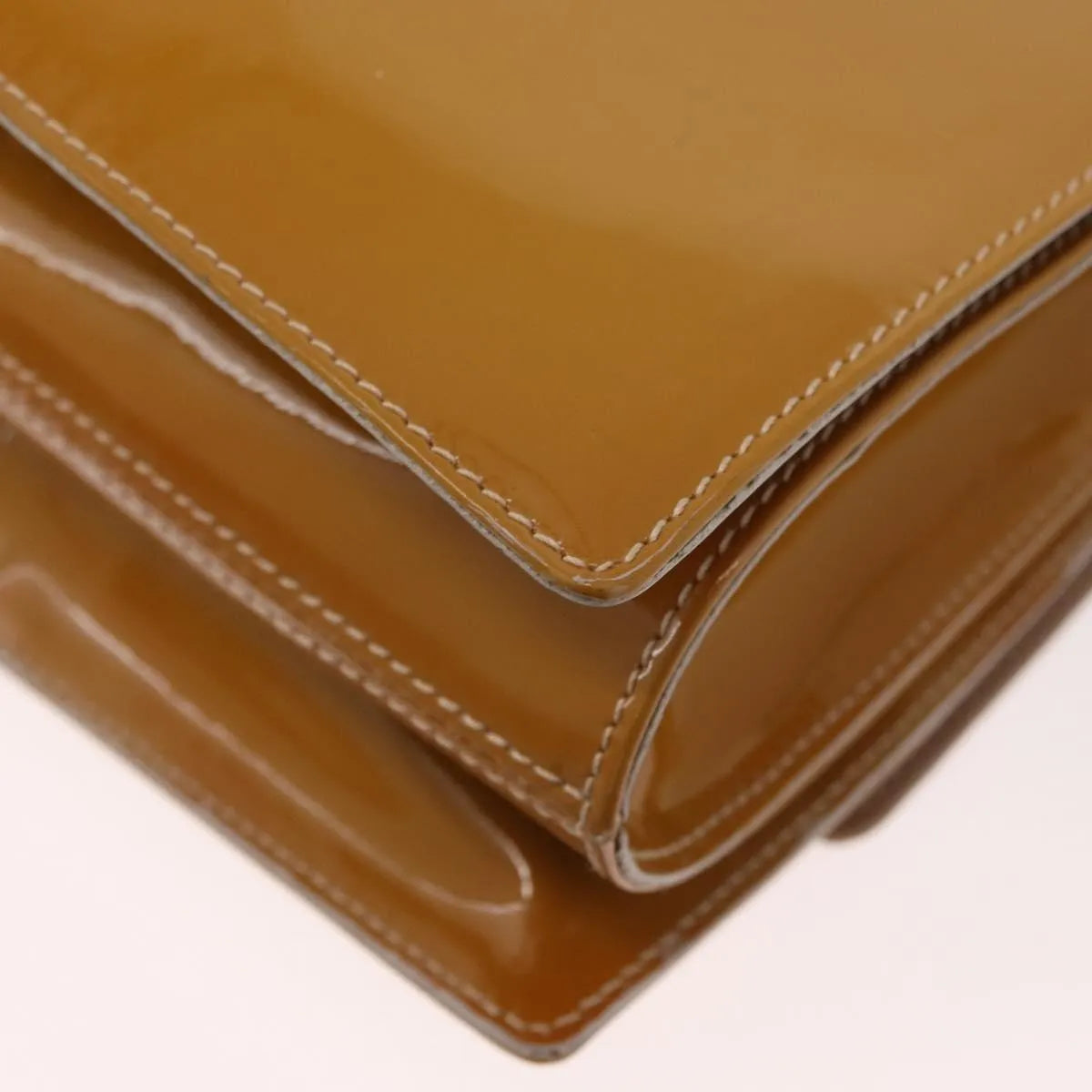 Salvatore Ferragamo Gancini Patent Leather, Beige, Patent Leather, Handbag