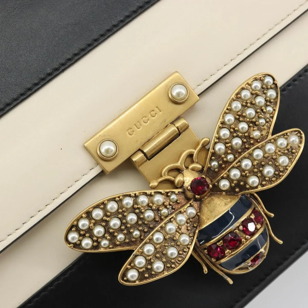 Gucci Queen Margaret Flap Colorblock Leather, Black, Leather, Shoulder Bag