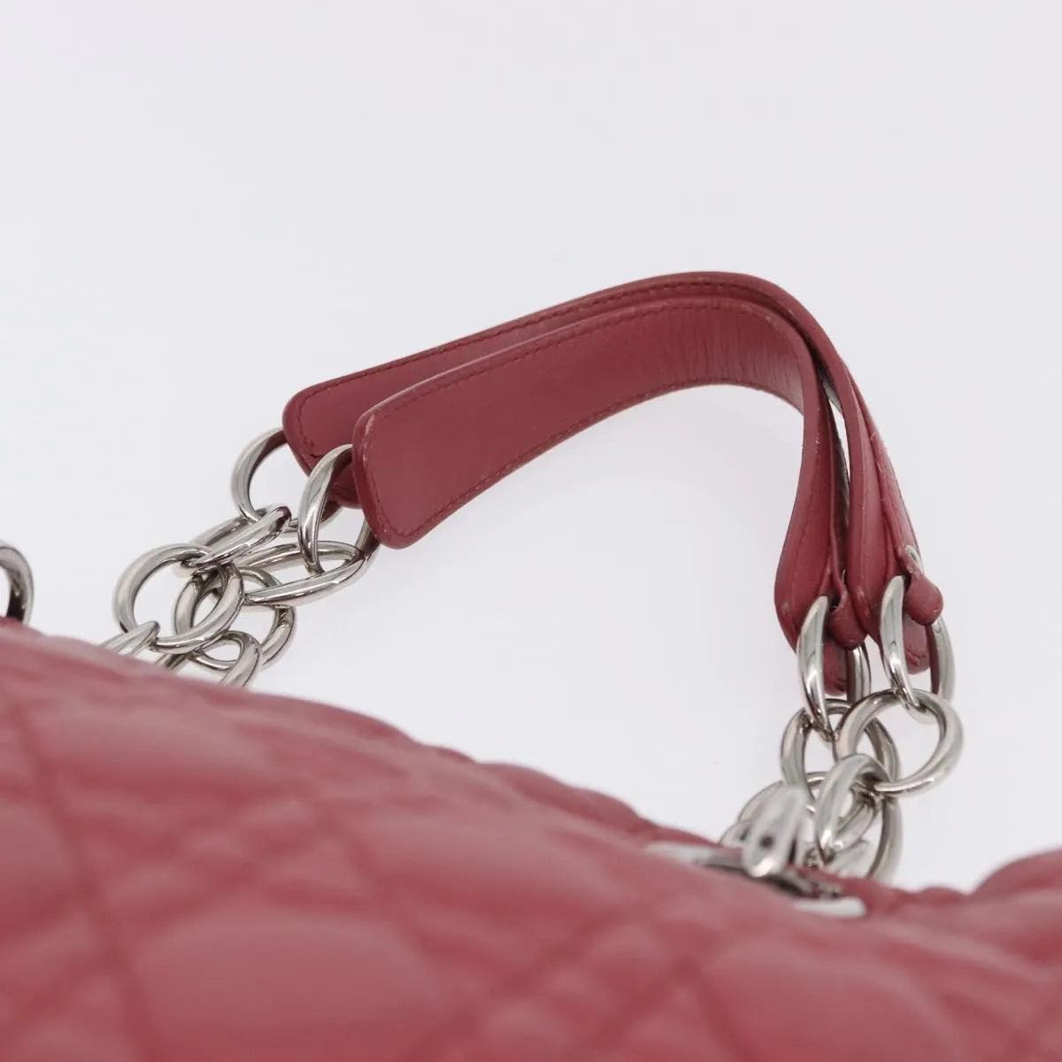 Christian Dior Soft Chain Tote Cannage Quilt Lambskin, Pink, Leather, Handbag